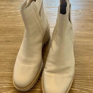 Cream Leather Ankle Boots